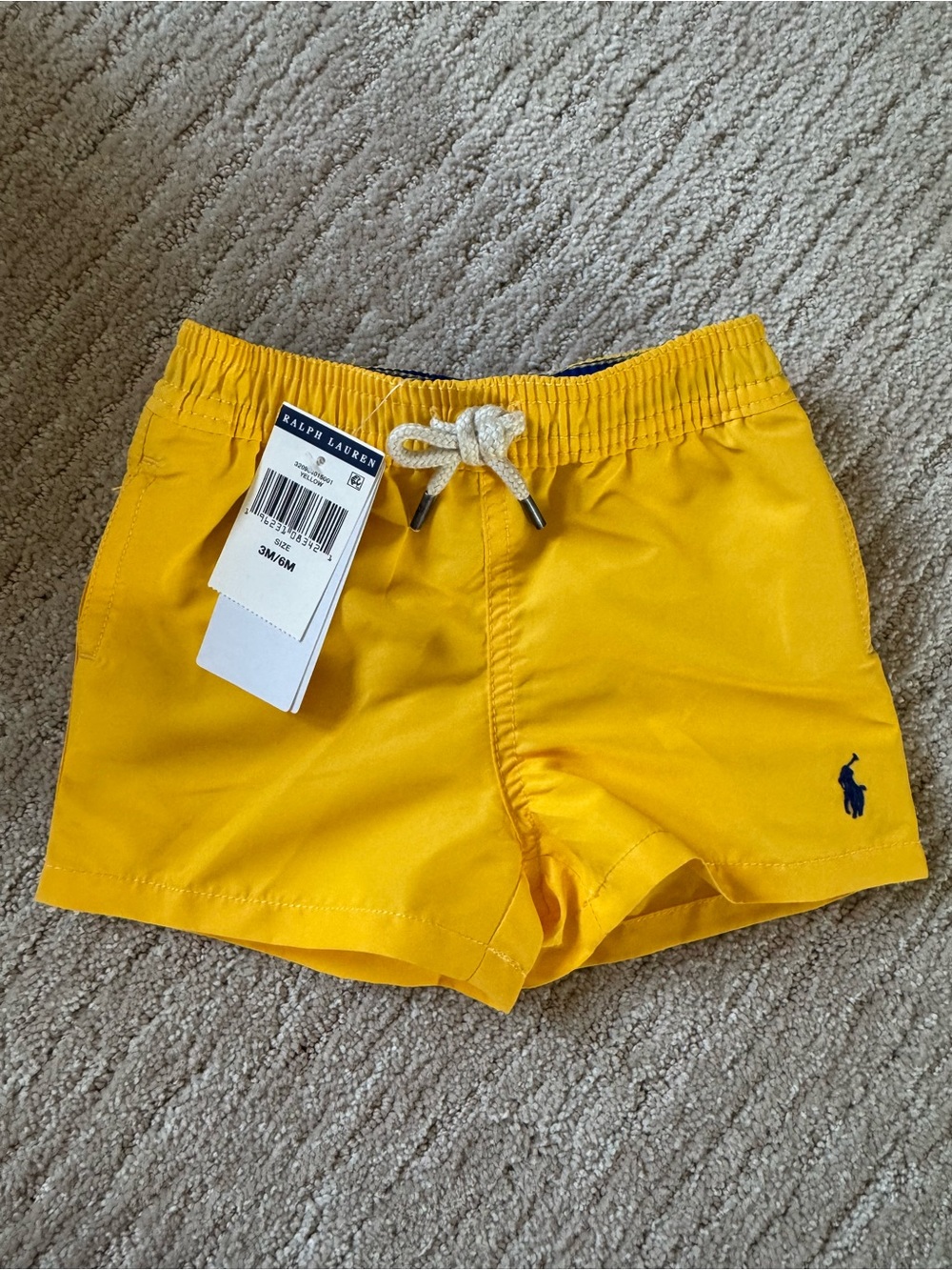 Ralph Lauren Yellow Swim Shorts with Navy Pony